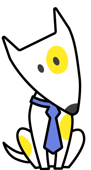 Custard the dog with a tie